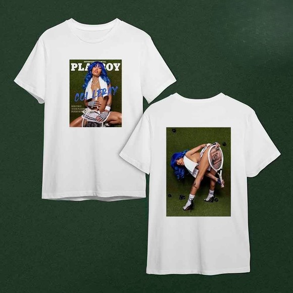 Coi Leray With Chanel Tennis Racket Play Boy Magazine Graphics Unisex T-Shirt - Picture 1 of 4